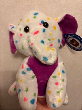 Plush Confetti Elephant Stuffed Toy - White & Purple